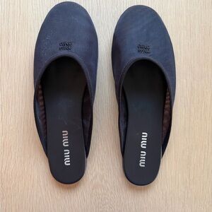 Miu Miu Navy Blue Slip-On Ballet Flats